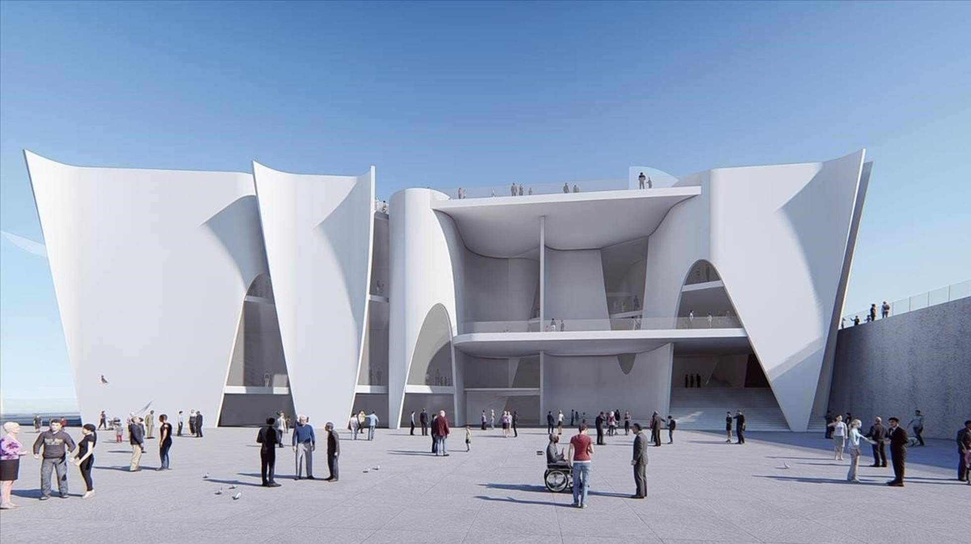 Maqueta virtual del projecte de Toyo Ito paer a l'Hermitage de Barcelona