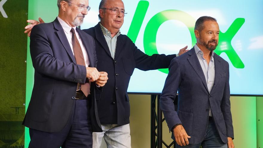 Carlos Flores Juberías, diputat de Vox al Congrés amb altres càrrecs del partit | Europa Press