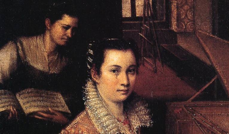 Lavinia Fontana, 'Autoretrat tocant el clavicordi' (detall), 1577
