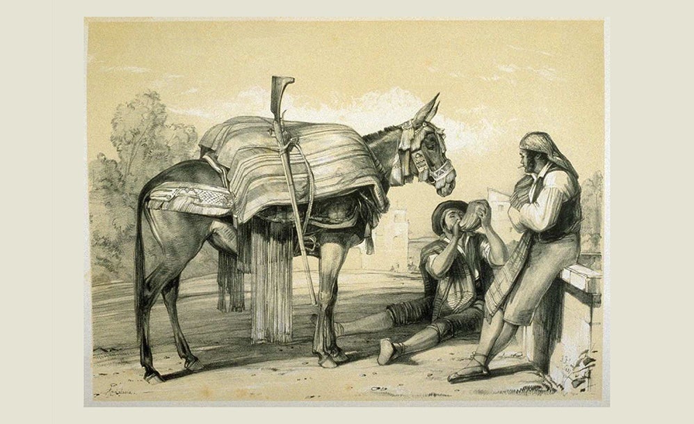Una parada en el camí (Extret de «Muleteros de Ronda» [litografia] de John Frederick Lewis, Lewis’s Sketches of Spain & Spanish Character: made during his Tour in that Country in the Years 1833-4, 1836, F. G. Moon [editor], Charles Joseph Hullmandel [