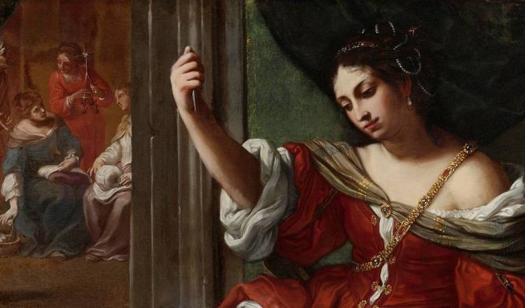 Elisabetta Sirani 'Pòrcia ferint-se en una cuixa' (detall), 1664