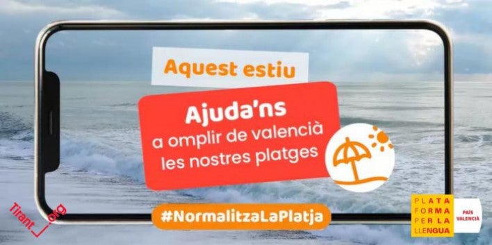 La Plataforma per la Llengua i el Tirant llancen conjuntament la campanya #NormalitzaLaPlatja