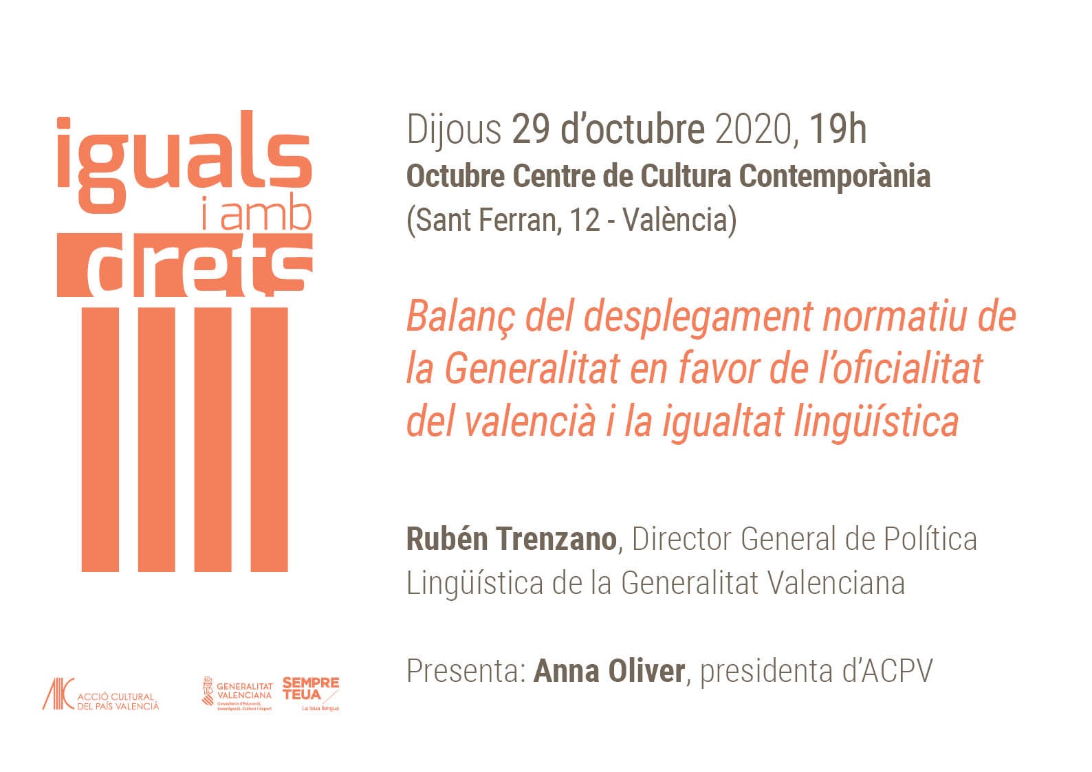 ACPV inicia la campanya «Iguals amb drets»