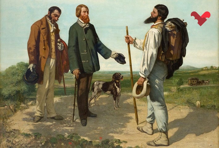 Gustave Courbet, 'Bonjour, Monsieur Courbet' (detall), 1855. Oli sobre llenç. Museu Fabre, Montpeller