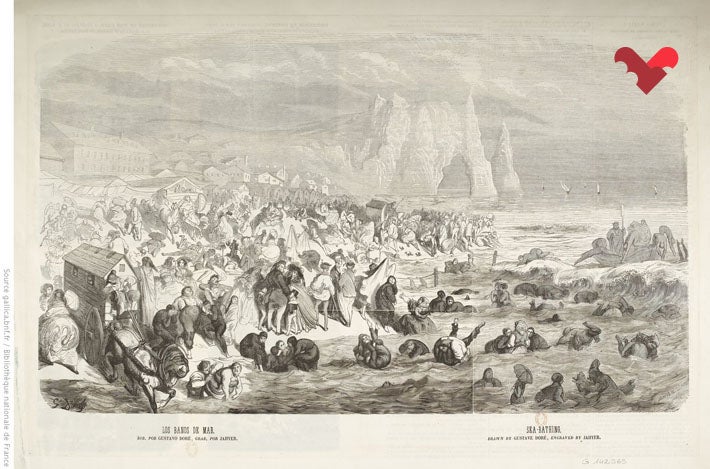 Gustave Doré, 'Els banys de mar', 1856. Gravat publicat a 'Musée français-anglais', no. 21