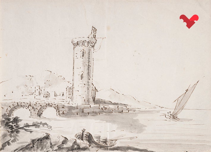 Manuel Camarón Melià, 'Paisatge', s.d. Llapis i aiguada de tinta sobre paper