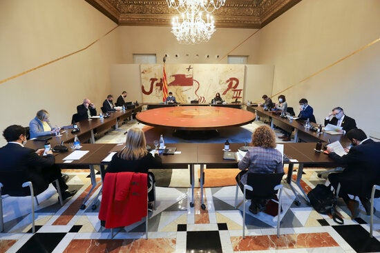 Els membres del Govern català en la reunió del Consell Executiu del 19 de gener del 2021