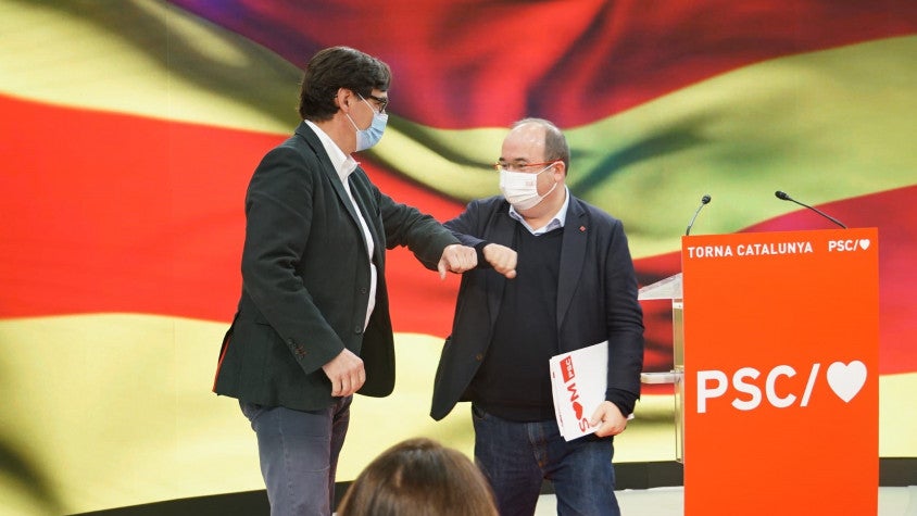 Salvador Illa i Miquel Iceta durant el primer acte de precampanya el 3 de gener del 2021