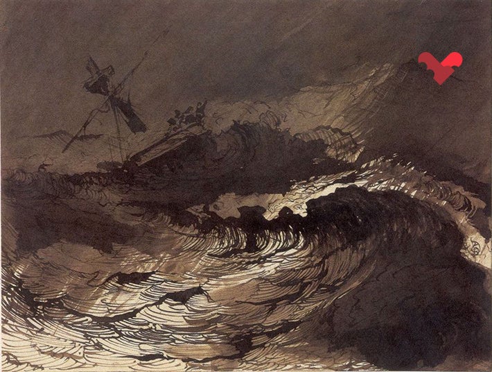 Victor Hugo, 'El vaixell. Visió', ca. 1864-1865. Ploma, pinzell, tinta i aiguada sobre paper. Bibliothèque Nationale de France