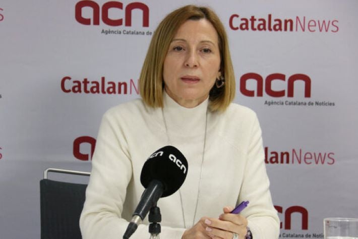L'expresidenta del Parlament, Carme Forcadell, durant un moment de l'entrevista amb l'ACN, el 25 de febrer de 2021