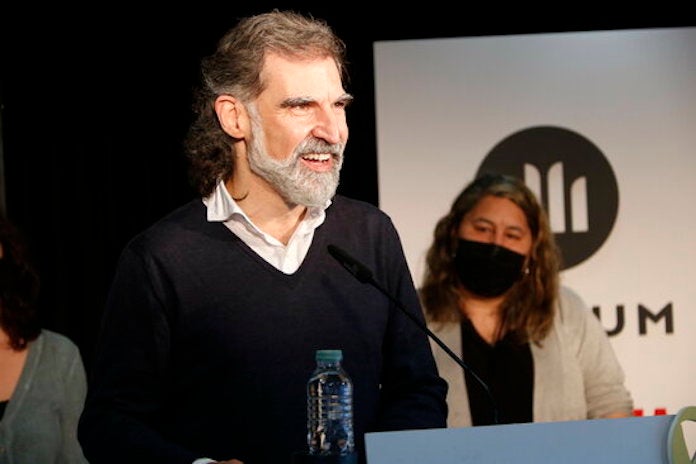 El president d'Òmnium, Jordi Cuixart, en roda de premsa, el 26 de febrer del 2021 | Guillem Roset  | ACN