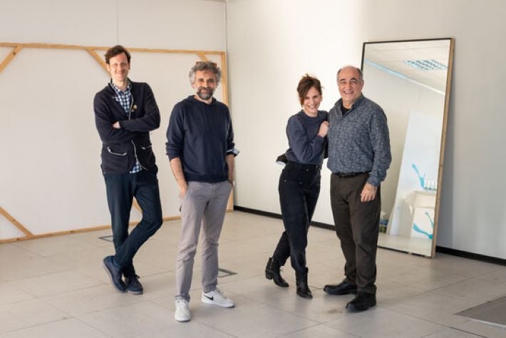 D'esquerra a dreta, Edu Soto, Pau Durà, Malena Alterio i Francesc Orella, en una imatge promocional del rodatge del film 'Toscana'. Barcelona