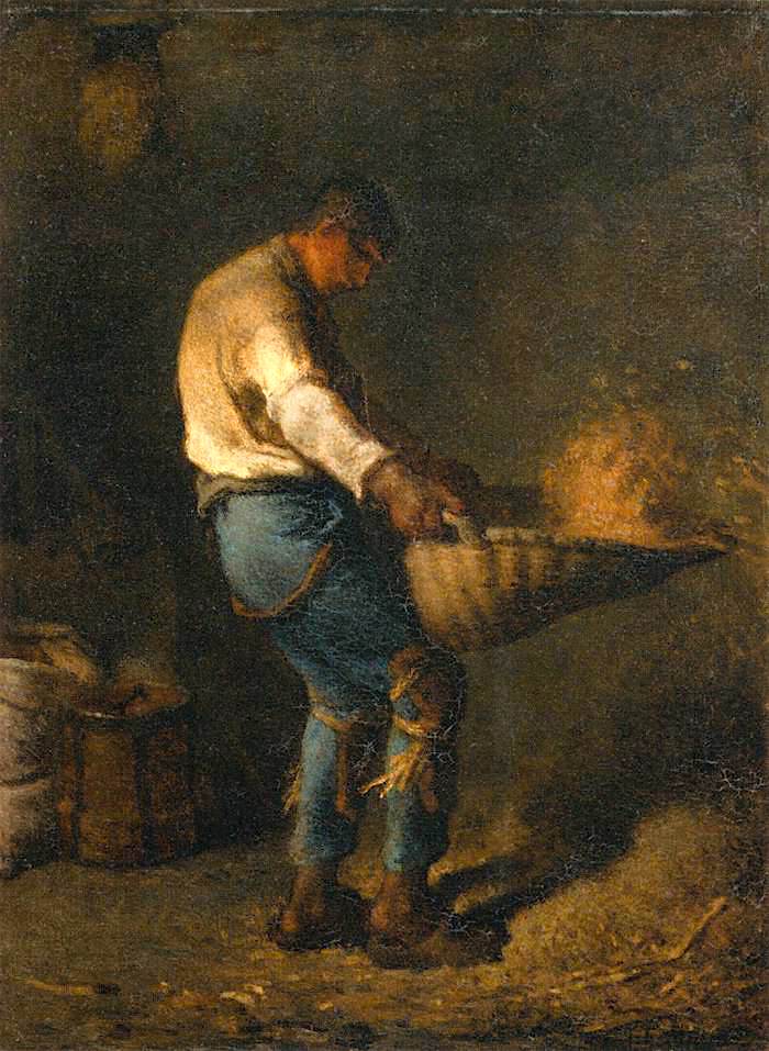 François Millet, «El garbellador» (detall), 1848, oli sobre llenç