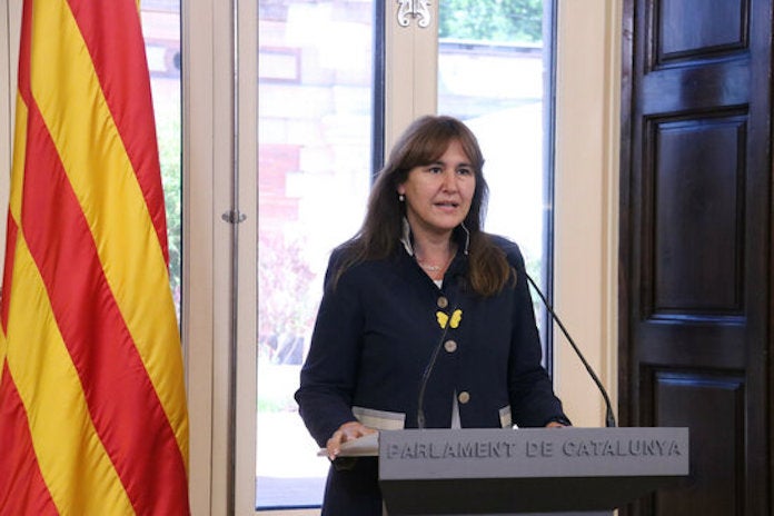La presidenta del Parlament, Laura Borràs, anunciant que el ple per investir Pere Aragonès serà aquest dijous i divendres | Sílvia Jardí | ACN