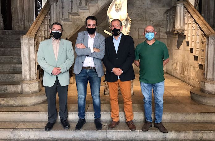 Manel Carceller, Pere Rostoll, Toni Infante i Manel Rodríguez-Castelló al palau de la Generalitat