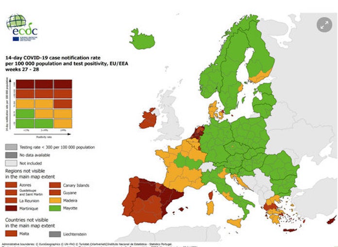 Mapa de contagis de COVID-19 del Centre Europeu de Prevenció i Control de Malalties | Natàlia Segura | ACN