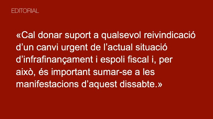 Prou d’espoli fiscal i infrafinançament: tracte just i llibertat financera