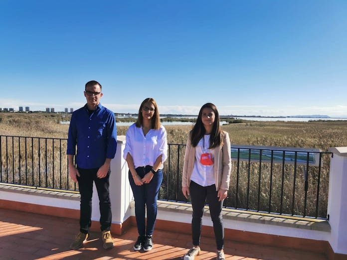 La senadora Elisenda Pérez, la secretària general d'ERPV, Maria Pérez, i el vicesecretari general d'Organització, Domènec Garcia, van visitar l'Albufera aquest dilluns