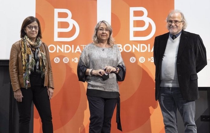 La presidenta de la Corporació Valenciana de Mitjans de Comunicació, Mar Iglesias, la presidenta de la Corporació Catalana de Mitjans Audiovisuals, Núria Llorach, i el director de l'Ens Públic de Radiotelevisió dels Illes Balears, Andreu Manresa