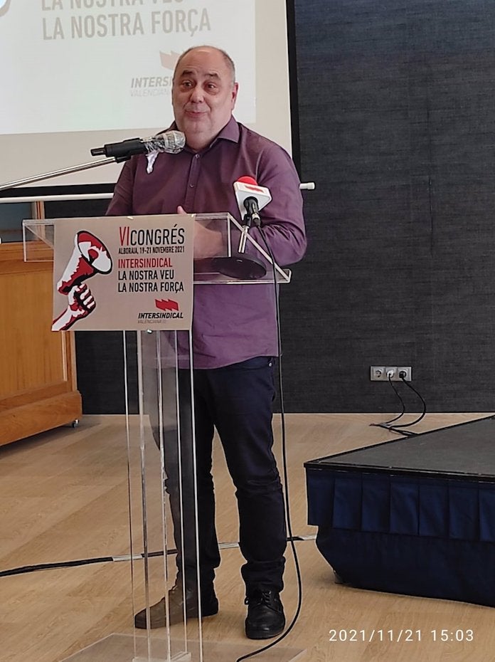 Vicent Maurí en l'acte de cloenda del VI Congrés d'Intersindical Valenciana
