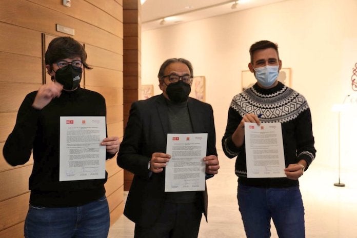 Pilar Lima (UP), Manolo Mata (PSPV) i Fran Ferri (Compromís) | EP