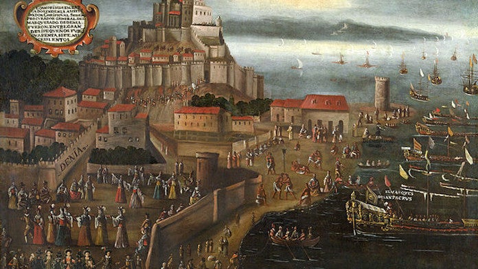 Vicent Mestre, «L'expulsió dels moriscos al port de Dénia», 1613. Col·lecció Bancaixa
