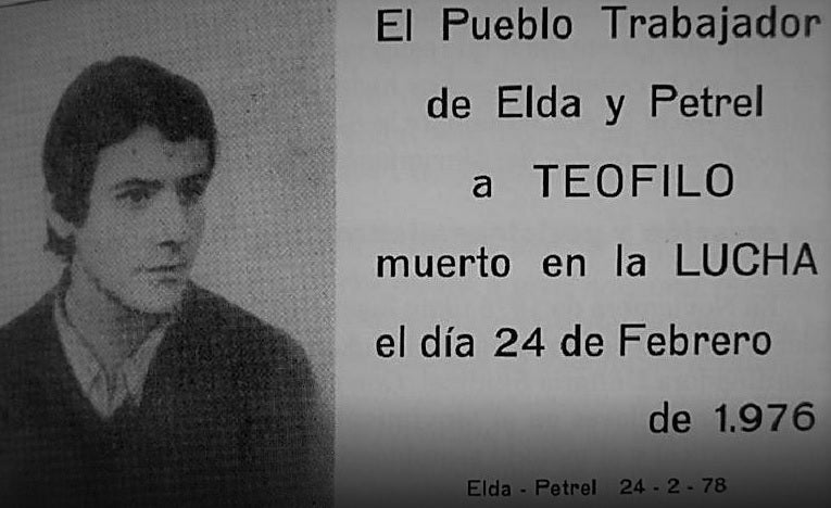 Cartell en record de Teófilo del Valle dos anys després del seu assassinat