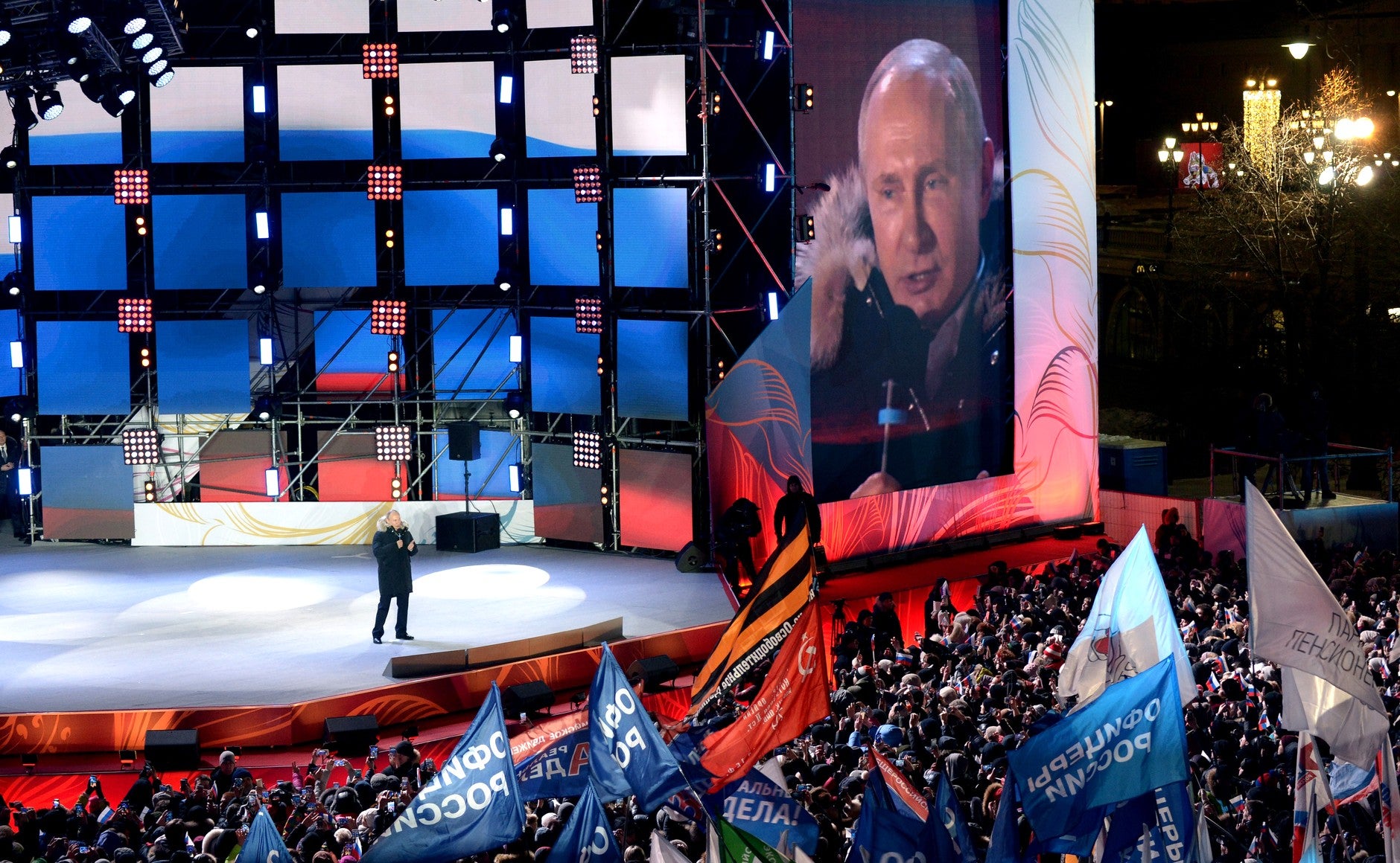 Vladímir Putin en un mítin electoral després de guanyar les eleccions presidencials de març del 2018.