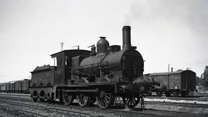 Antiga locomotora de vapor del ferrocarril València a Xàtiva | Fotografía de Trevor Rowe. Arxiu Euskotren/Museo Vasco del Ferrocarril
