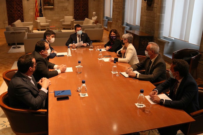 El president de la Generalitat, Pere Aragonès, encapçala la reunió extraordinària del Govern per coordinar la resposta al «Catalangate» | Bernat Vilaró | ACN