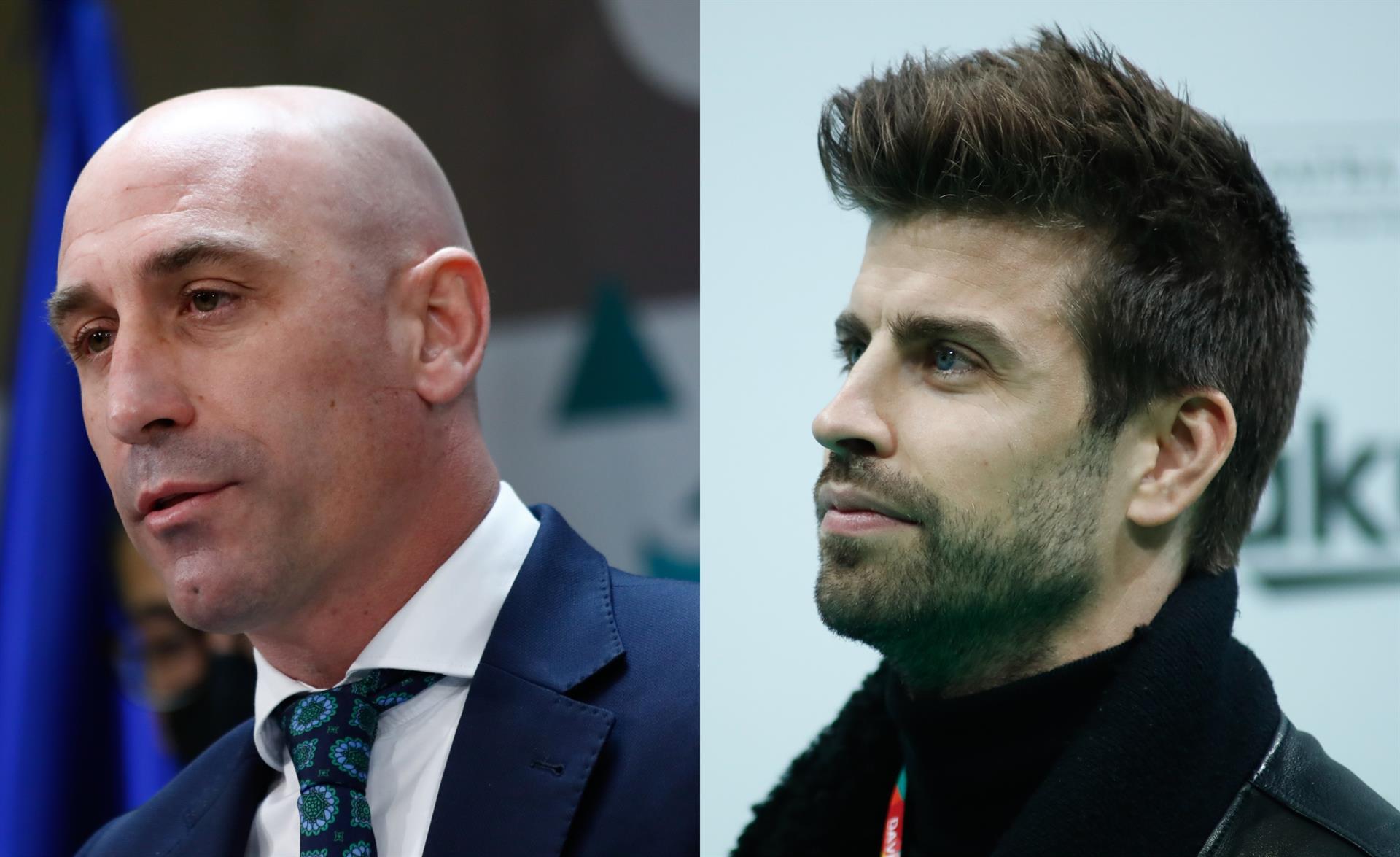 El president de la RFEF, Luis Rubiales, i el jugador del Barça i president de Kosmos, Gerard Piqué