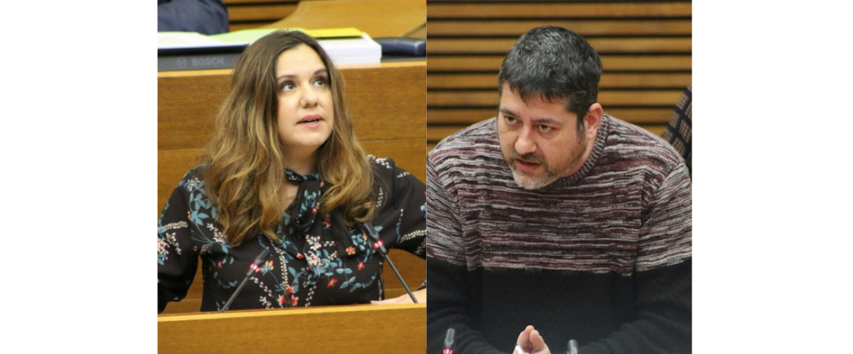 La diputada de Compromís a les Corts Mònica Àlvaro i el diputat de la mateixa formació Josep Nadal