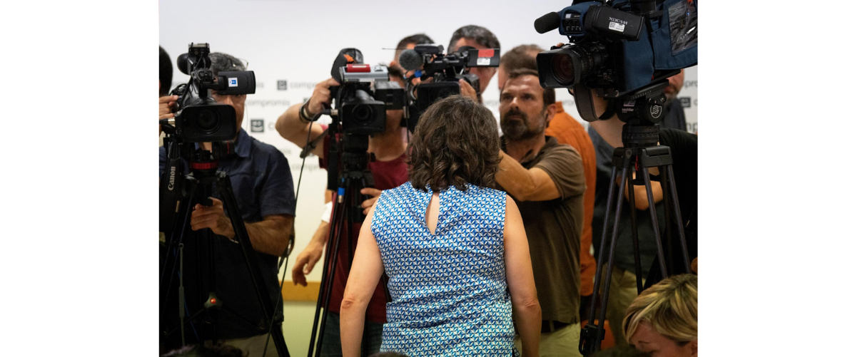 Mónica Oltra, davant dels mitjans després d'anunciar la seua dimissió | Jorge Gil | EP