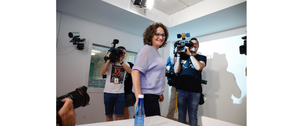 La vicepresidenta de la Generalitat Valenciana i portaveu del Consell, Mónica Oltra, durant la compareixença després de la reunió del Ple del Consell | Rober Solsona | EP