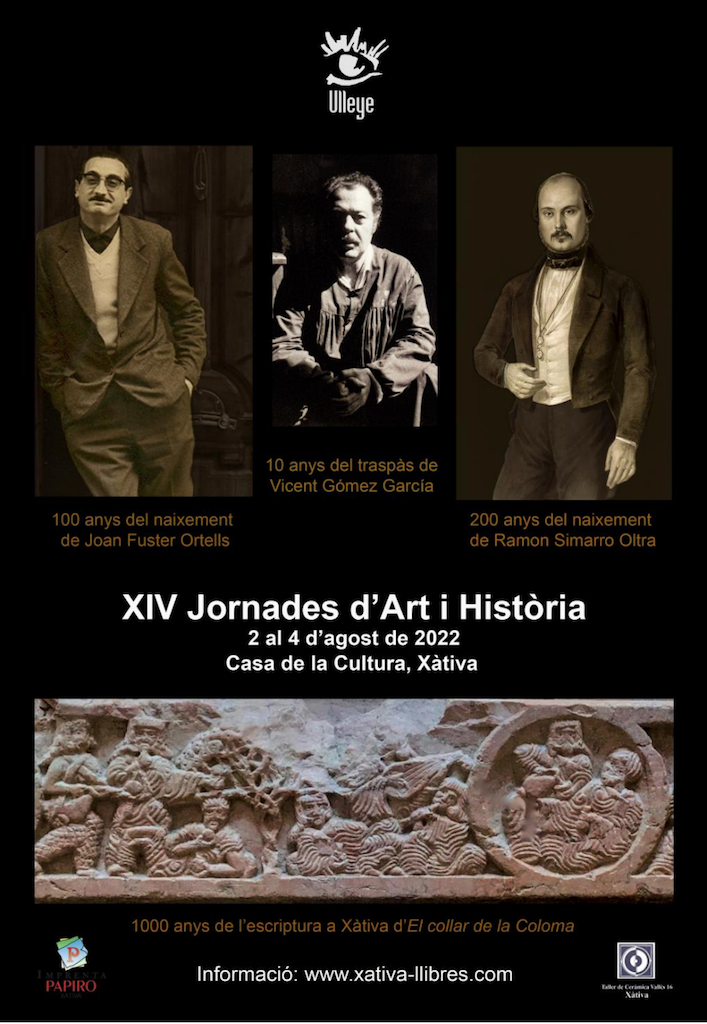 Les XIV Jornades d’Art i Història de Xàtiva tindran Fuster i el «Collar de la Coloma» com a protagonistes destacats