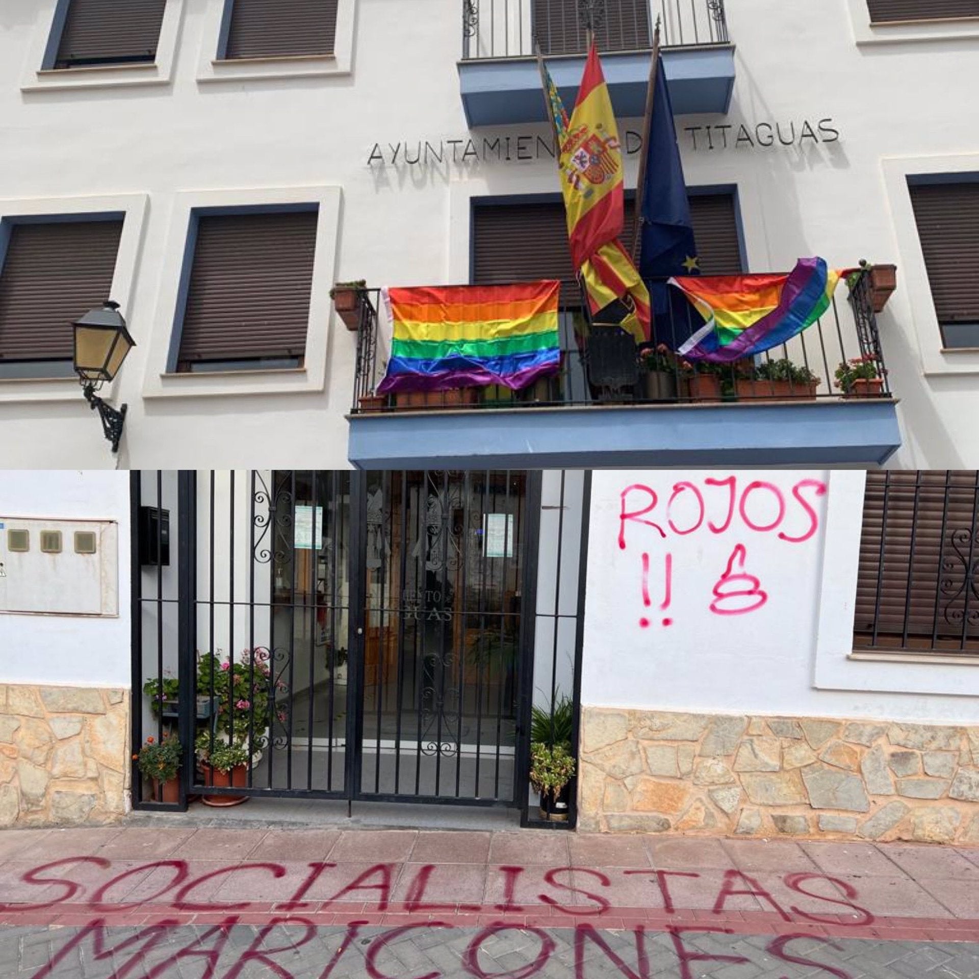 El PSPV condemna unes pintades homòfobes a l’Ajuntament de Titagües