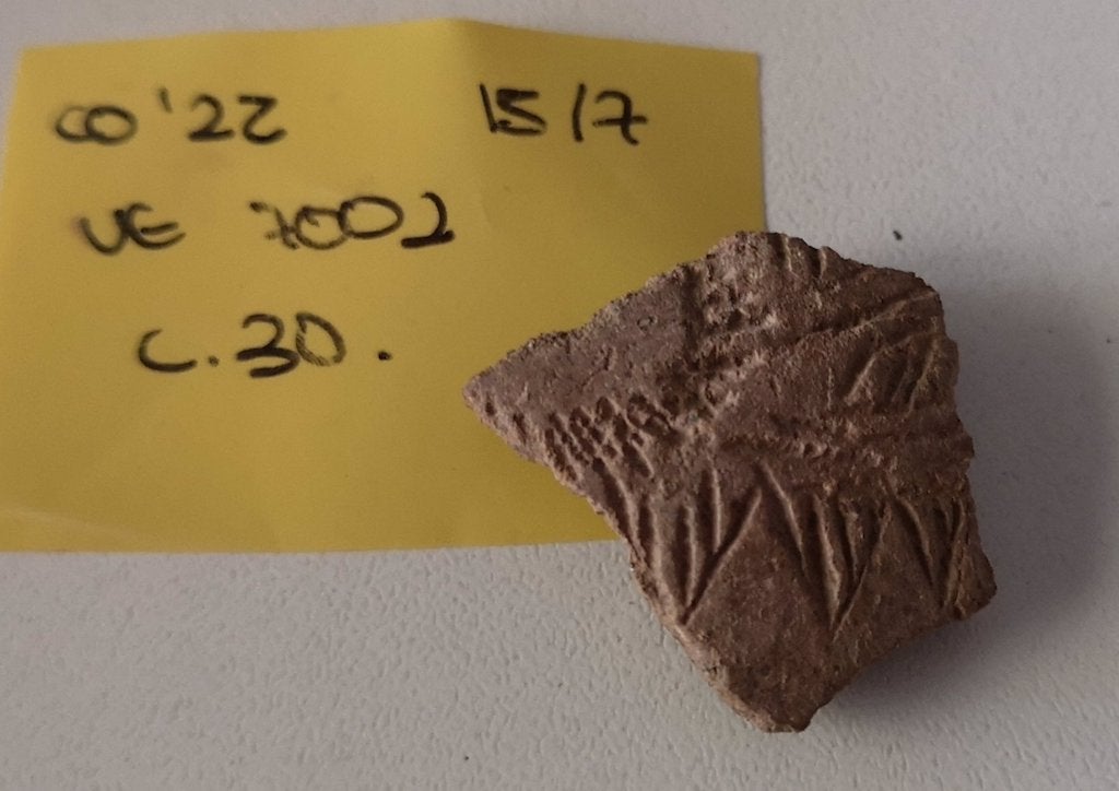 Fragment de ceràmica trobat a la Cova de l'Or de Beniarrés | MARQ