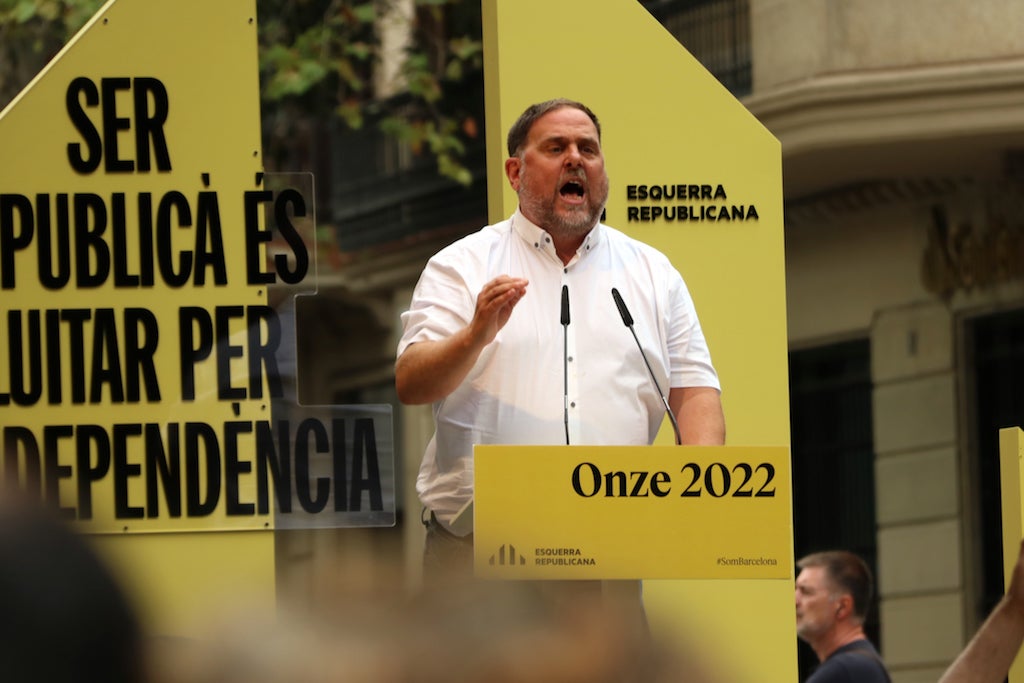 El president d'ERC, Oriol Junqueras, intervé en l'acte del partit en motiu de la Diada | Bernat Vilaró | ACN