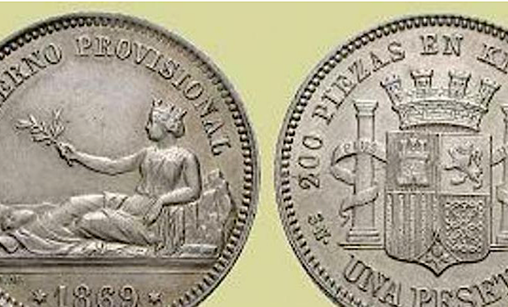 Moneda d'una pesseta del 1869