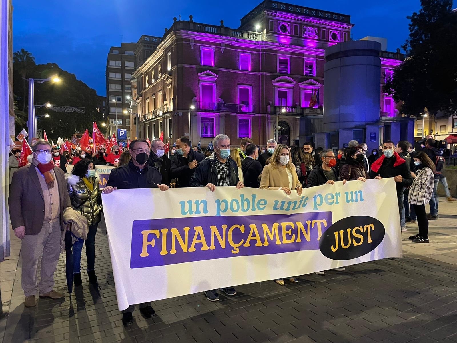 Imatge de la manifestació a favor d'un finançament just per al País Valencià