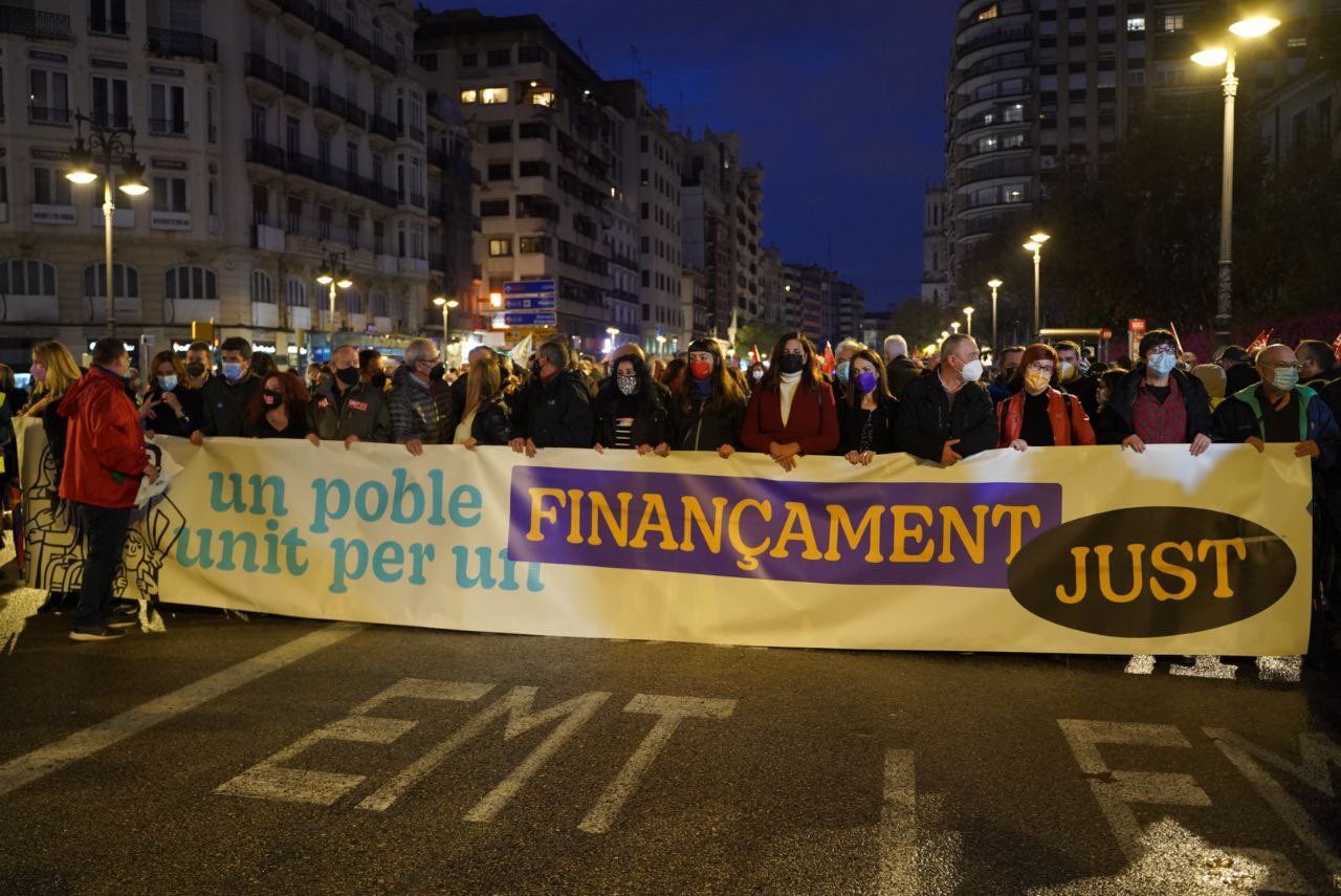 Manifestació en contra de l'infrafinançament valencià el 2021