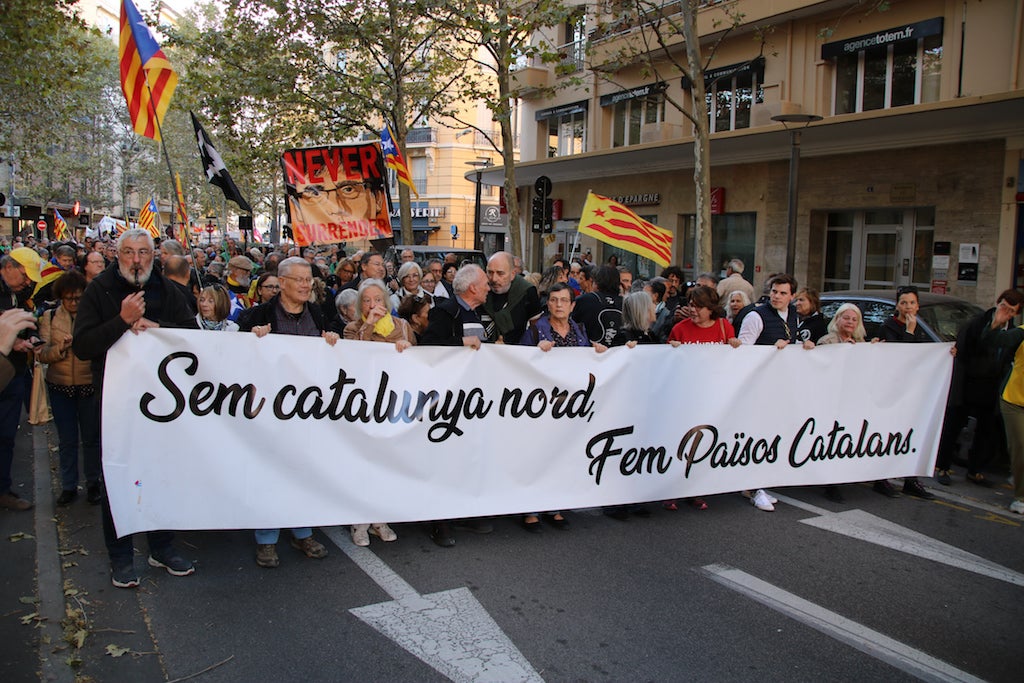 Capçalera de la manifestació d'aquest dissabte a Perpinyà  | Marina López | Ariadna Reche | ACN