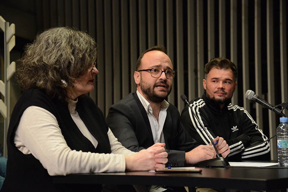 Josep Barberà, amb Anna Oliver i amb Gabriel Rufián