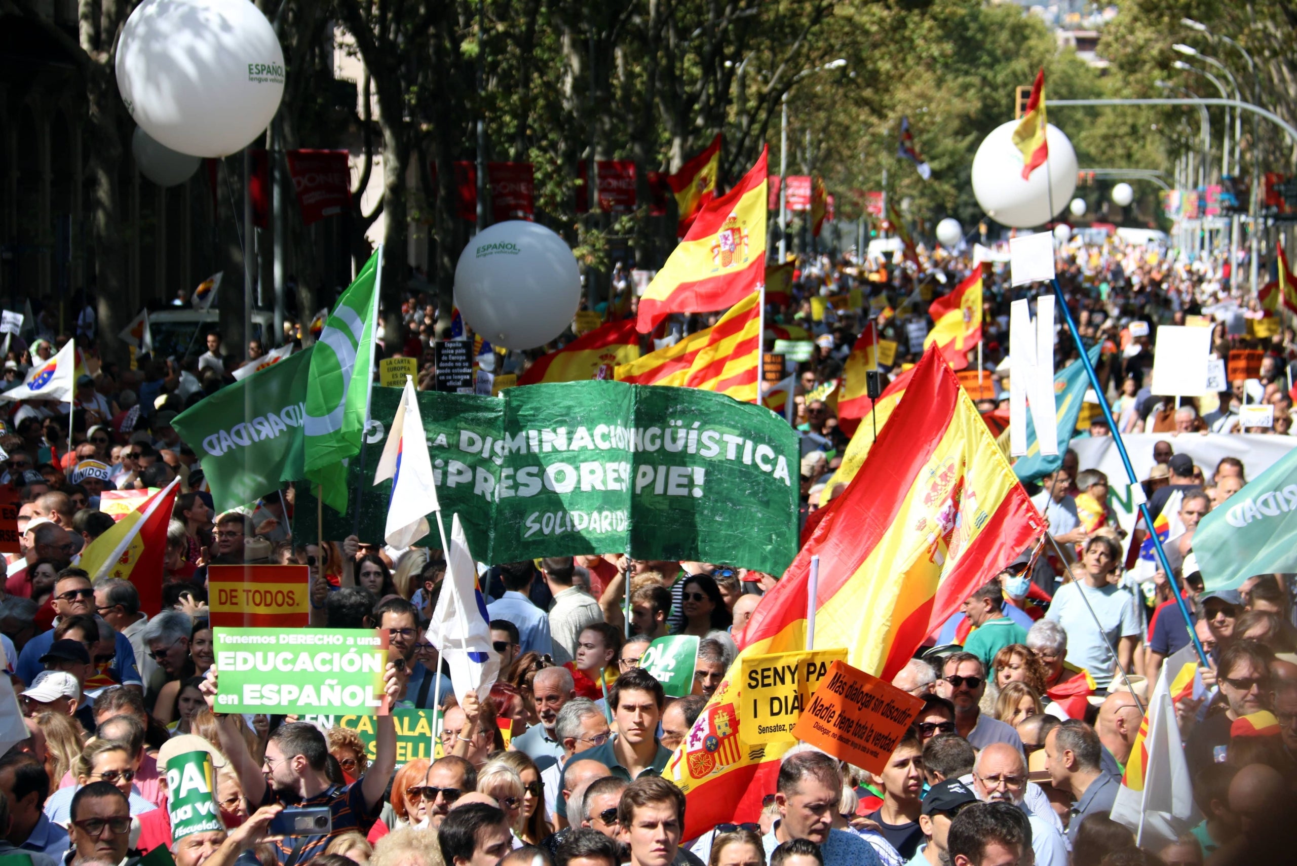 Manifestació contra la immersió celebrada a Barcelona