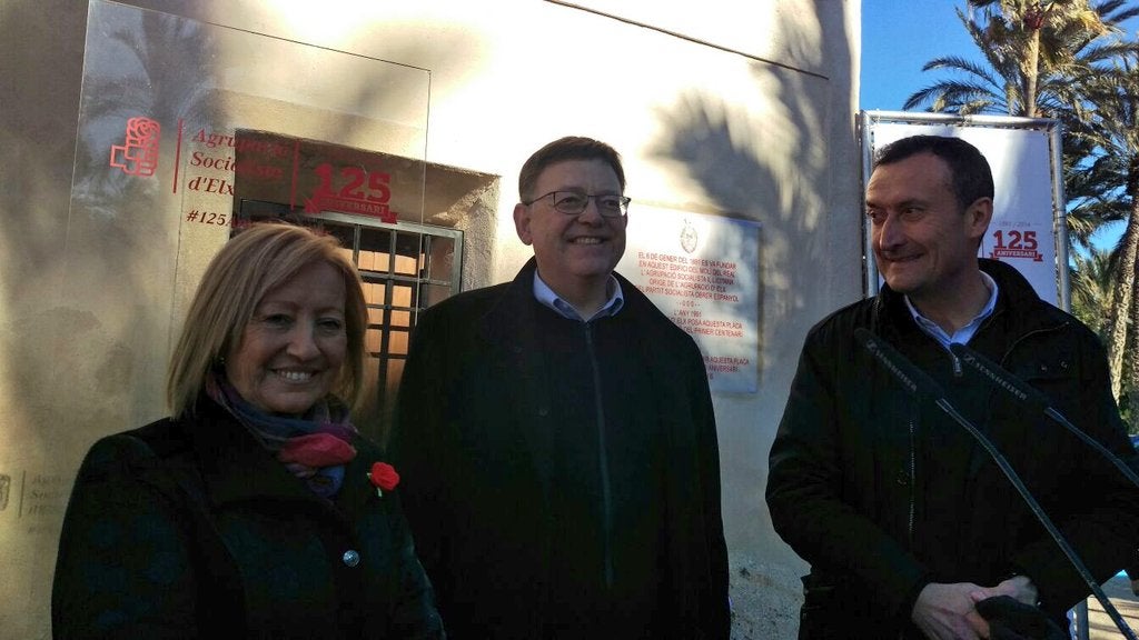 Maria Teresa Sempere, amb el president Ximo Puig i amb l'alcalde d'Elx, Carlos González