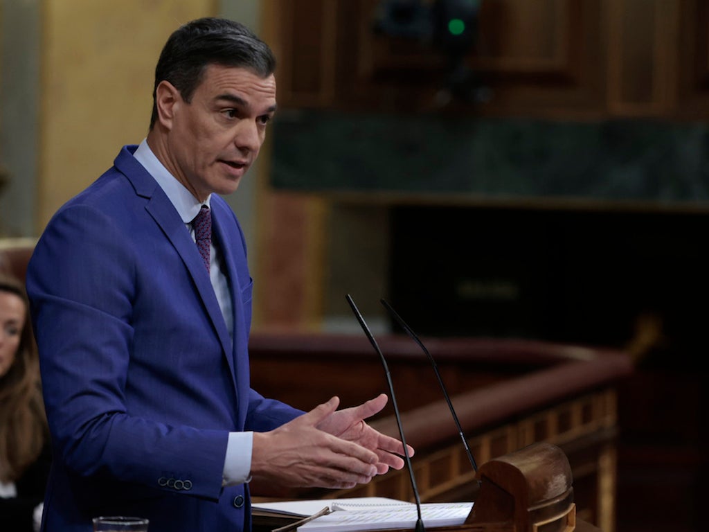 El president del govern espanyol, Pedro Sánchez, intervé en el marc de la moció de censura de Vox