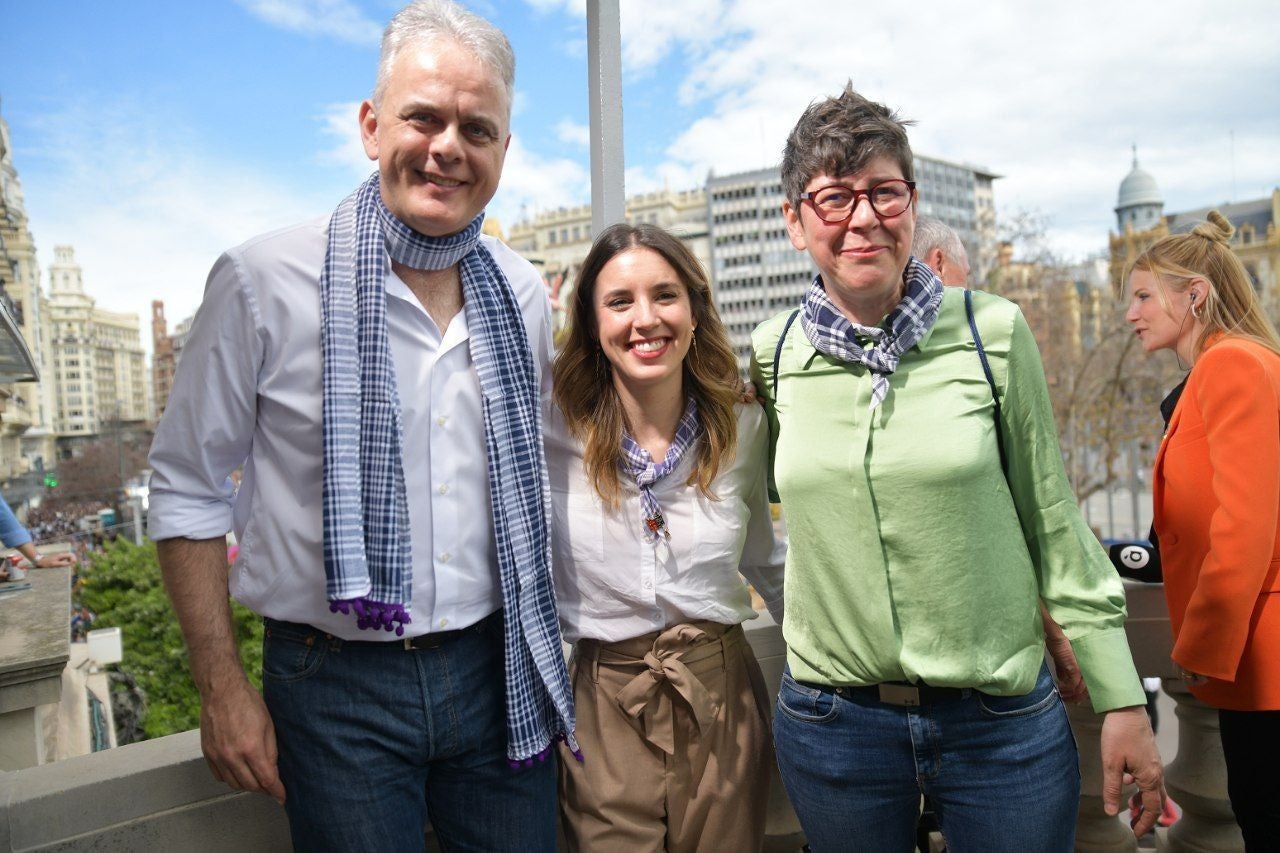 Héctor Illueca, Irene Montero i Pilar Lima