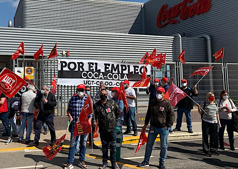 Protesta a les portes de Coca-Cola el 2021 | CCOO