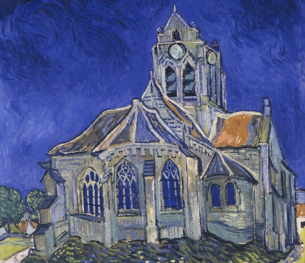 Vincent van Gogh,«L'església d'Auvers-sur-Oise» (detall), 1890. Oli sobre llenç. Musée d'Orsay, París