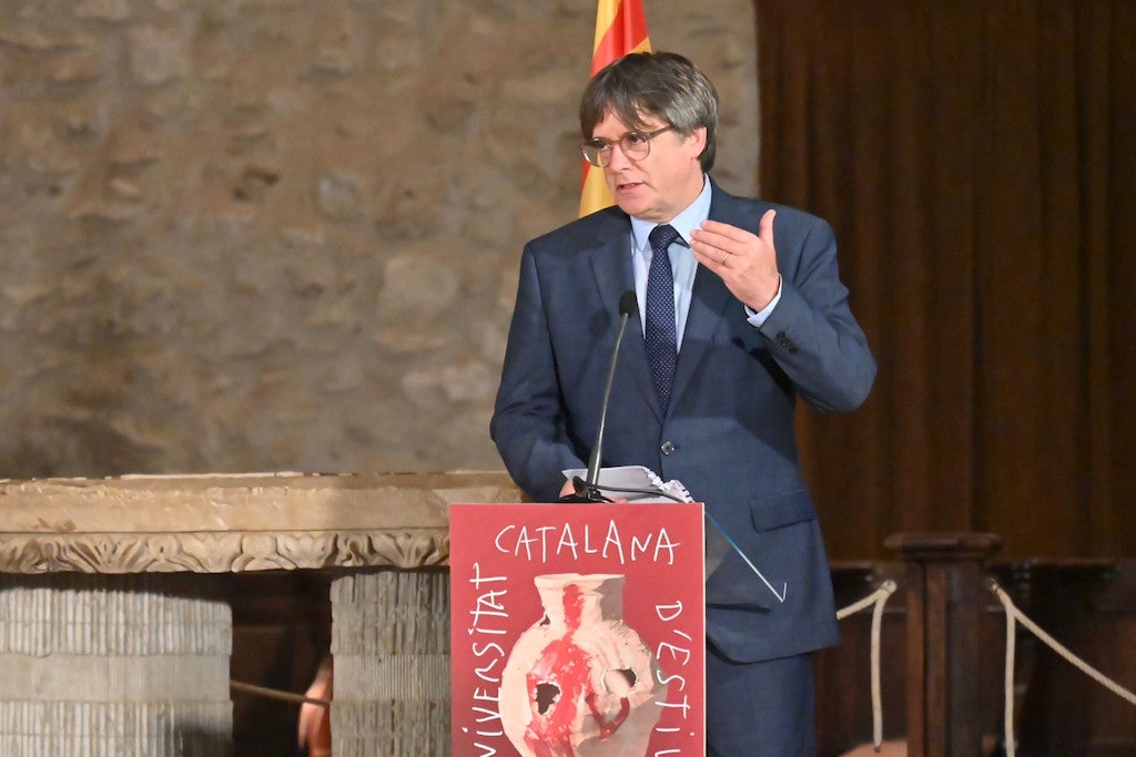 Carles Puigdemont durant la seua intervenció a la UCE |  Josep Maria Montaner | UCE